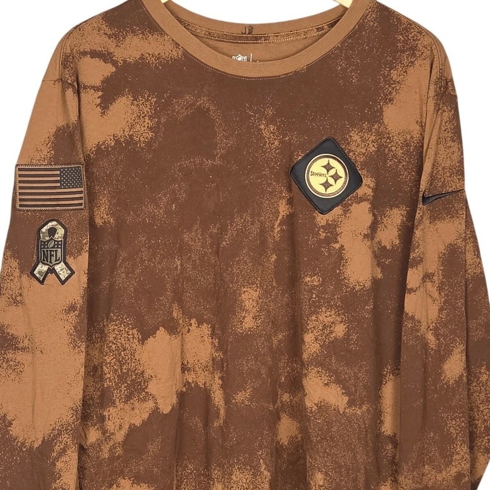 Nike Pittsburgh Steelers NFL Salute to Service Long Sleeve Shirt Mens XXL Brown